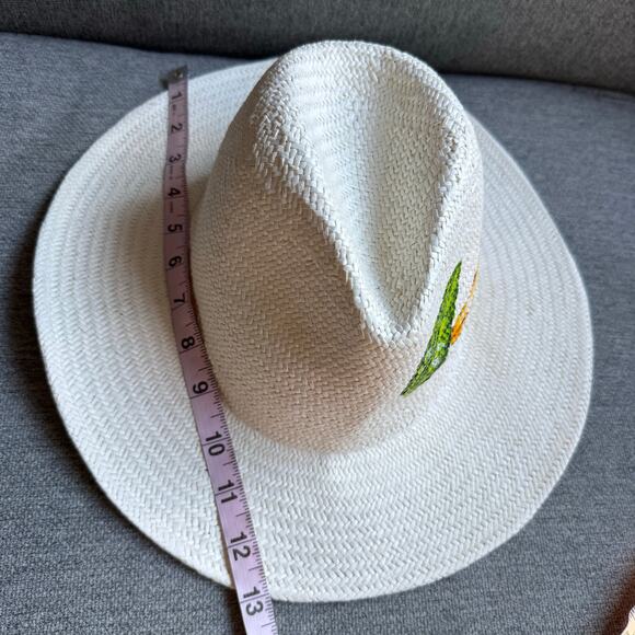 Onia Women’s Rosa Hand-Painted Panama Hat Banana Beach Vacation Sz M